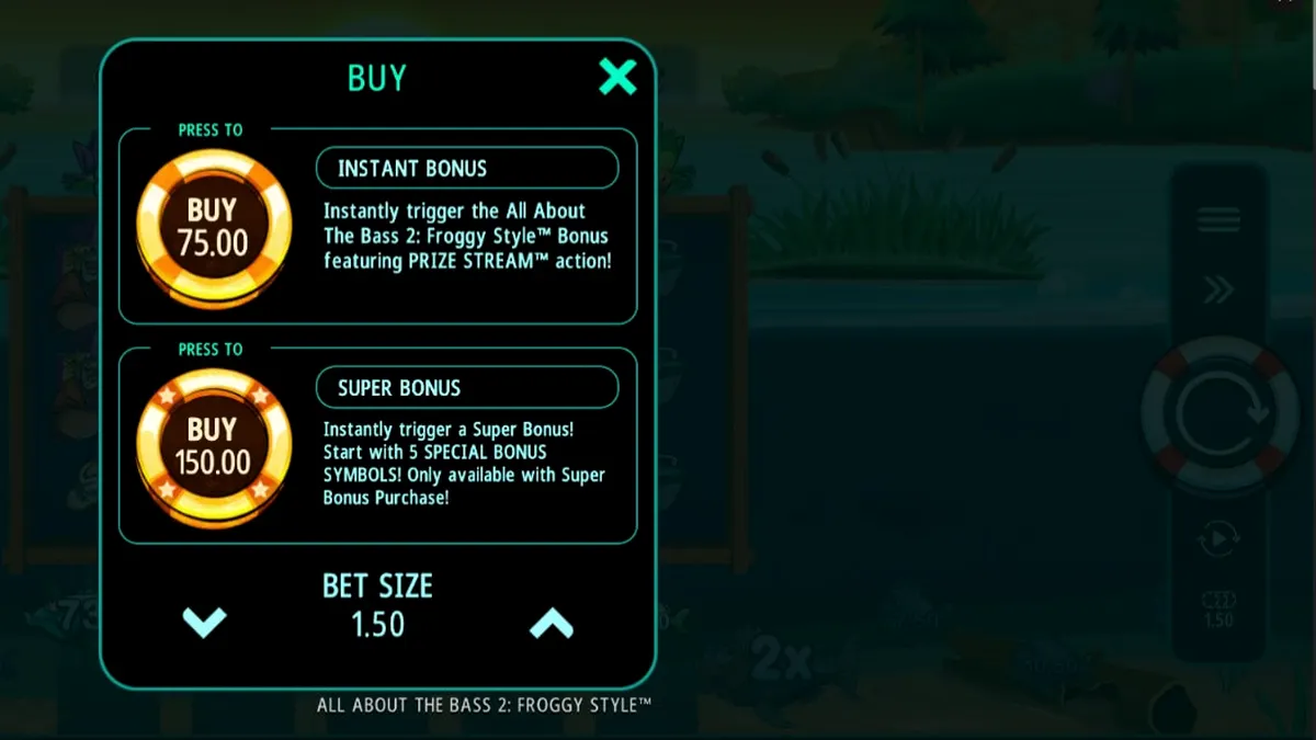 Tampilan visual slot All About the Bass 2: Froggy Style dengan tema rawa yang ceria